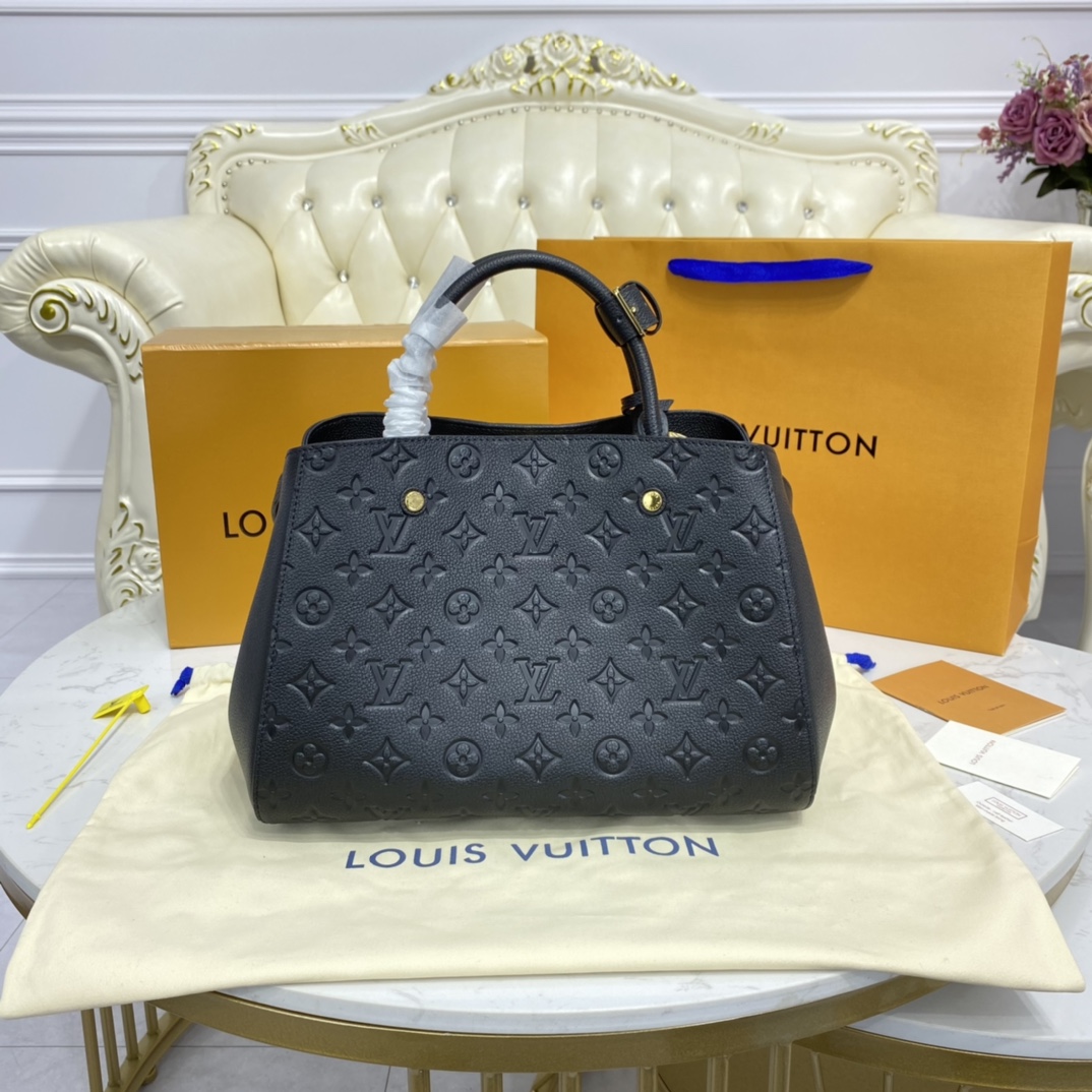 Louis Vuitton MONTAIGNE MM Handbag Monogram Empreinte M41048 Black